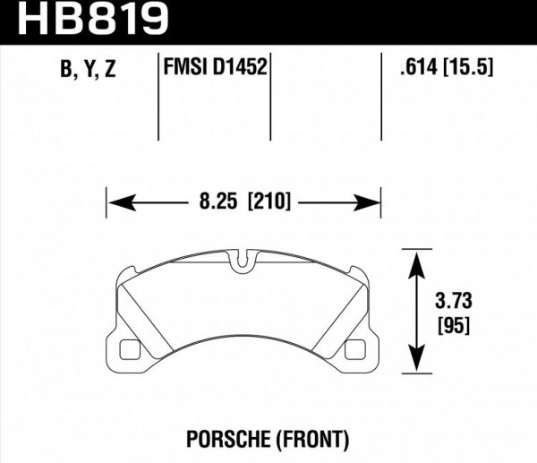 Колодки тормозные HB819Y.614 Hawk Performance LTS передние Porsche Cayenne 2010->, MACAN 3.0S