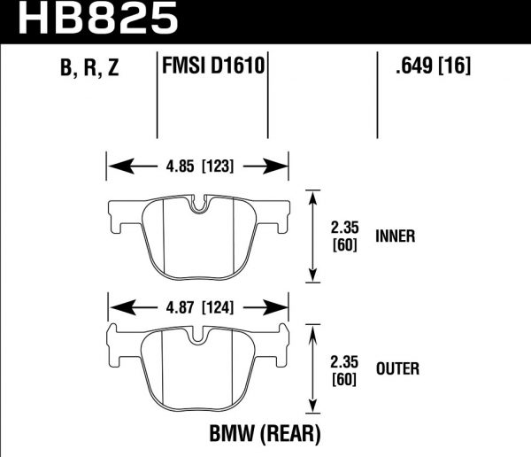 Колодки тормозные HB825B.649 Hawk Performance HPS 5.0 BMW 328i M Sport задние