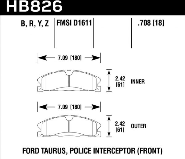 Колодки тормозные HB826Y.708 HAWK LTS передние Ford Explorer AWD