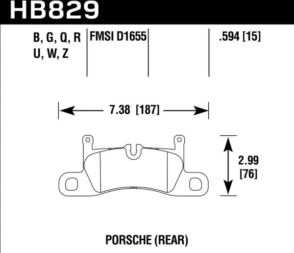 Колодки тормозные HB829B.594 Hawk Performance HPS 5.0 Porsche 911 Carrera задние