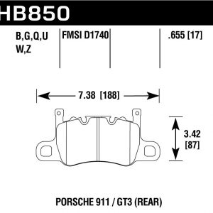 Колодки тормозные HB850B.655 HAWK Street 5.0 PORSCHE 911 (991) GT3, GT3 RS/R, CAYMAN (981) 3.8 GT4