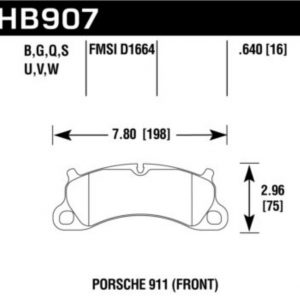 Колодки тормозные HB907B.640 HAWK HPS 5.0 передние Porsche 911 Carrera S 2011-15, Boxster Spyder 981 2015->