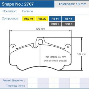 Тормозные колодки 2707-RSC1 PAGID Racing RSC1 для керамических тормозных дисков