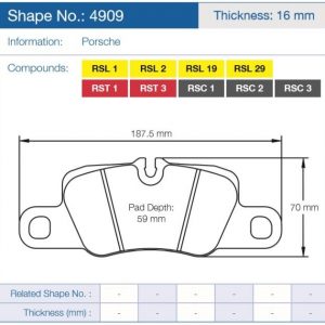 Тормозные колодки 4909-RSL29 PAGID Racing RSL29