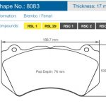 Тормозные колодки 8083-RSC1 PAGID Racing RSC1 для керамических тормозных дисков